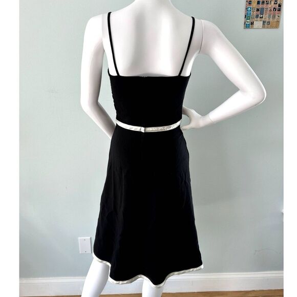 Vintage Y2K BCX Black Satin Trim Fit & Flare Dress Cocktail Party Dress size XS - Picture 2 of 11